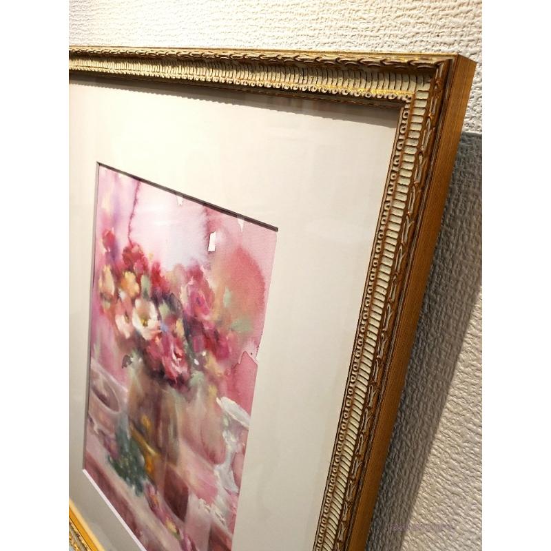 絵画 原画 「With big love」 水彩/パステル F4 額付 モダンアート 神 