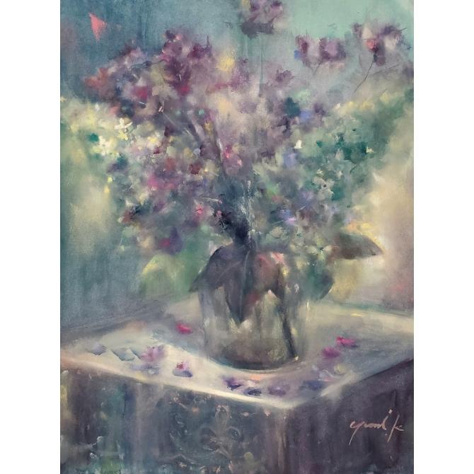 絵画 原画 「Shining Steps」 水彩/パステル F6 額付 お部屋に 絵画 原画 「Shining Steps」 水彩/パステル F6 額付 お部屋に