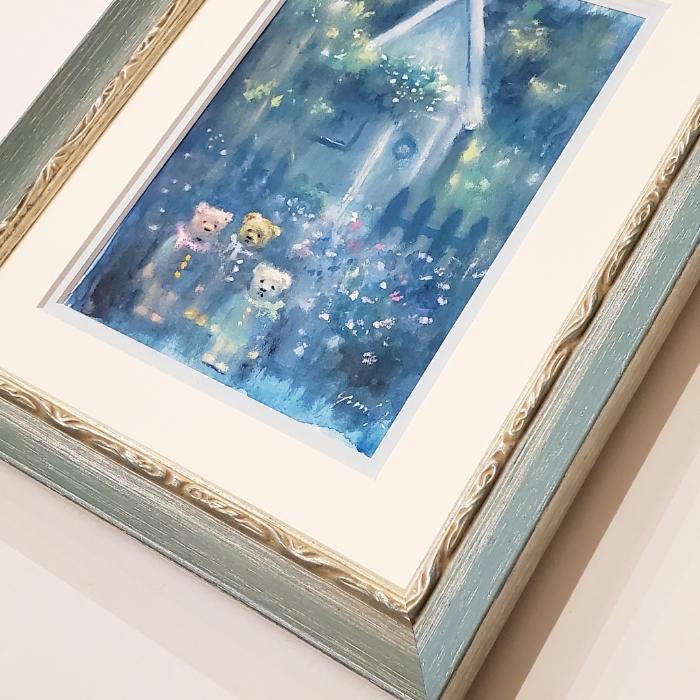 絵画 「クマ達の避暑地」 水彩/パステル 原画 お部屋に飾る絵 絵画 「クマ達の避暑地」 水彩/パステル 原画 お部屋に飾る絵