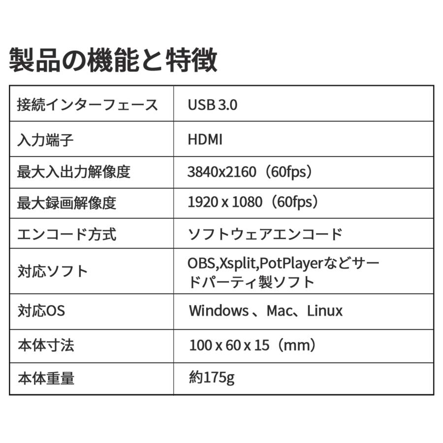 HDMI キャプチャーボード USB3.0 4K 60Hz ビデオキャプチャー 内蔵