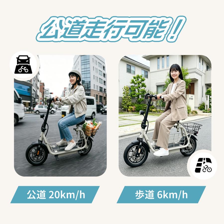 先行販売！20％OFFクーポン/公道走行可免許不要 ダブルカゴ 500w 電動