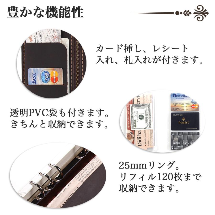 システム手帳 本革 A6 手作り レザー ノートカバー レトロ オリジナル ノート メモ帳 カード収納 ビジネス オフィス用品 プレゼント