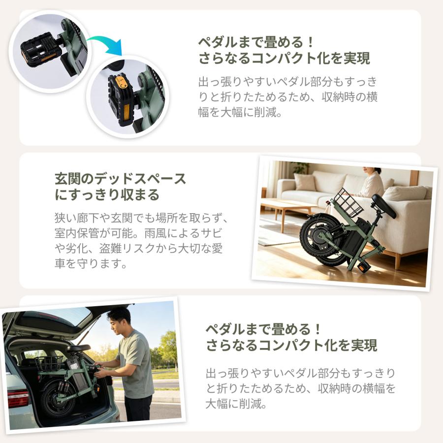 ★新規／25％OFFクーポン★公道走行可 後ろカゴ【特定小型原動機付自転車】500w 折りたたみ 電動自転車 免許不要 リアバスケット収納力 小型 通勤 散歩 移動 |  | 08