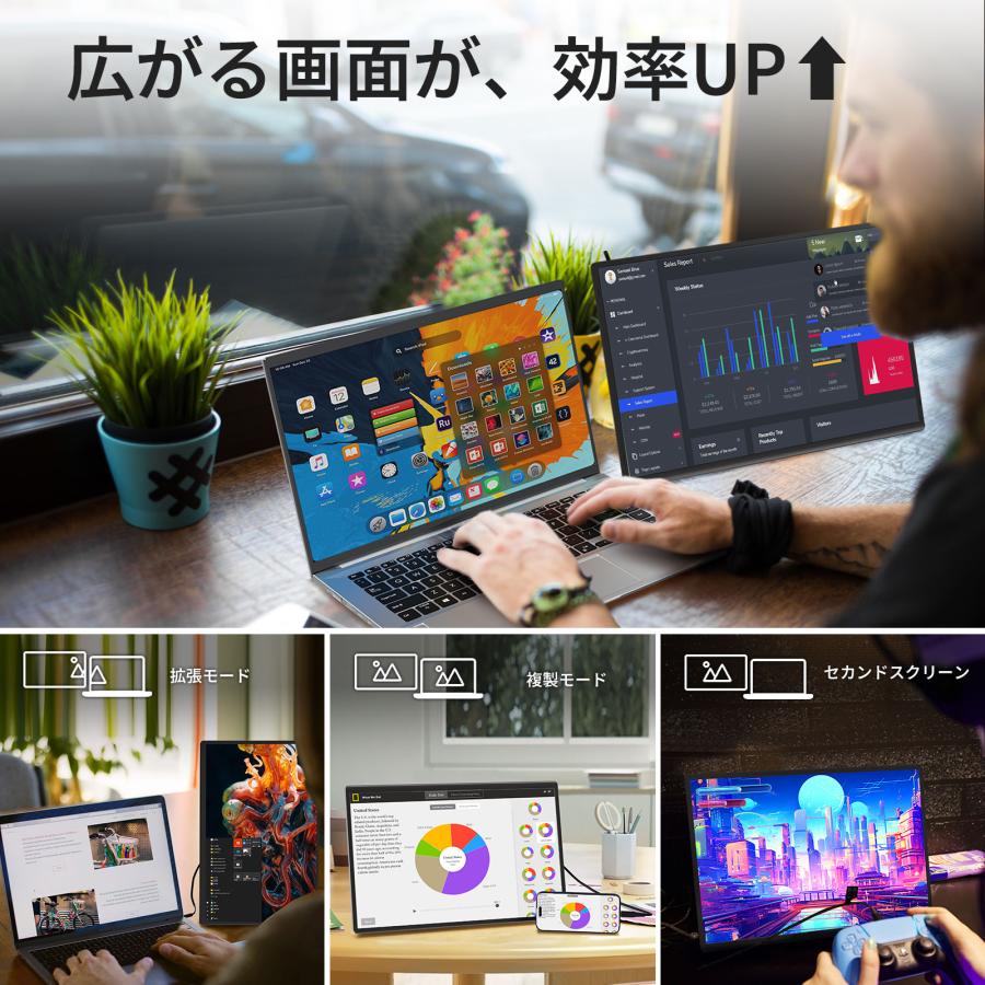 デュアルモニター モバイルモニター 16インチ 1920*1080 モバイル