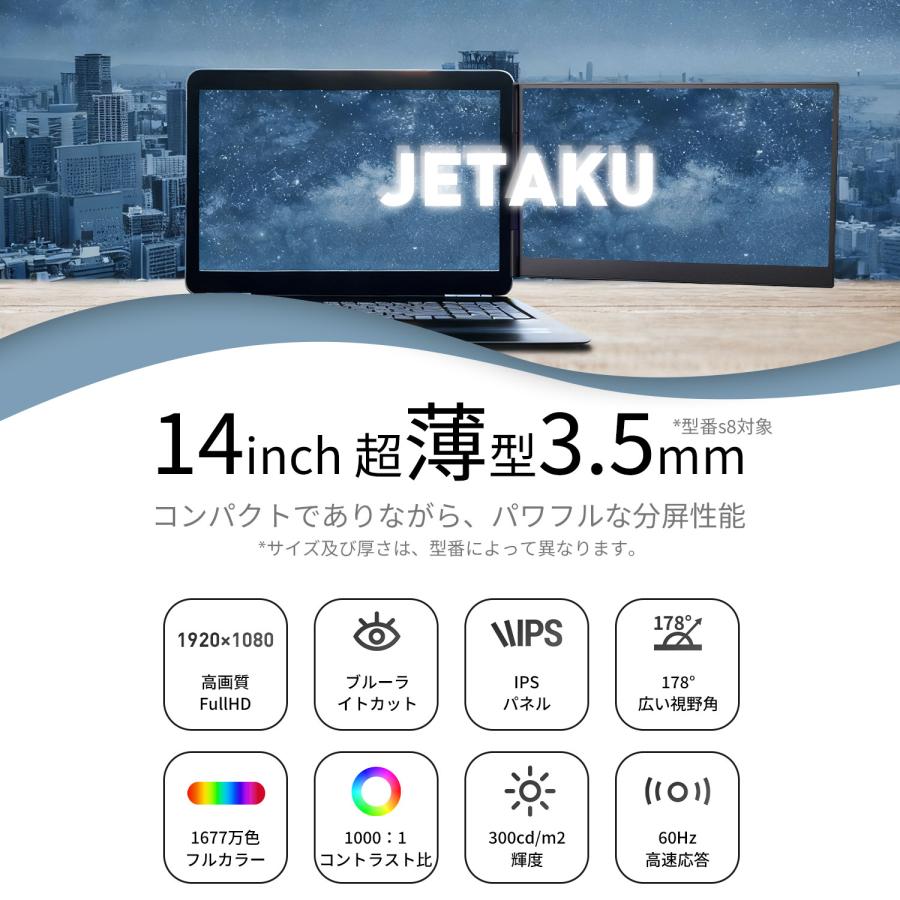デュアルモニター モバイルモニター 14インチ軽量650g 超薄型0.3cm