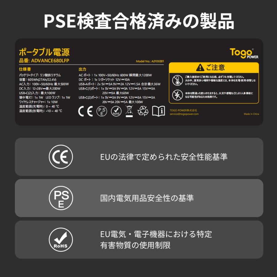 ポータブル電源 大容量 AC600W 非常用電源 防災グッズ 停電対策 家庭用