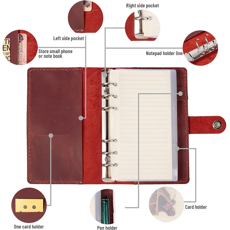システム手帳 A6 革 6穴 リフィル付き ルーズリーフ スタンダード