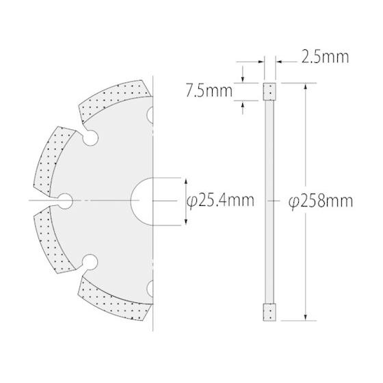 【お取り寄せ】エビ ダイヤモンドカッター レーザー(乾式) 258mm 穴径25.4mm SL255254 カッター ホイール 研削研磨用品 作業用品 工具_1