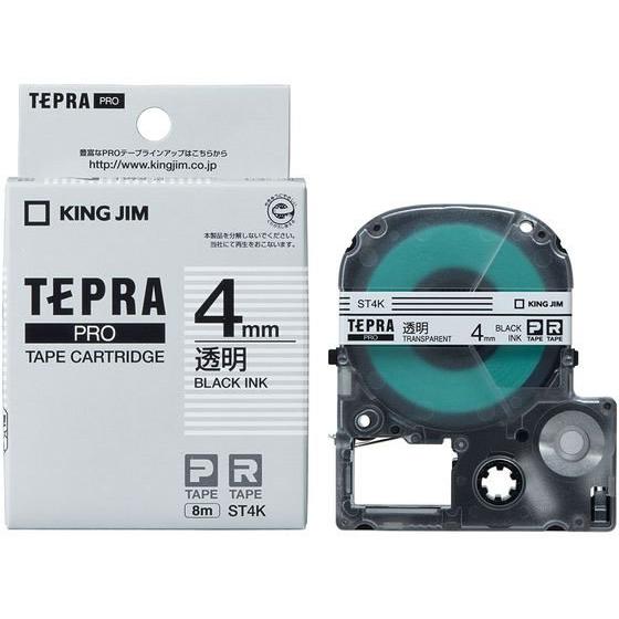 キング PRO用テープ 4mm 透明 黒文字 ST4K  テープ 透明 ＴＲ用 キングジム ラベルプリンタ｜jetprice