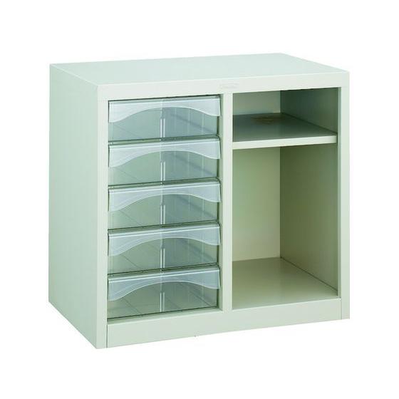 TRUSCO レターケース A4型・棚付コンビ 深型引出し5個 A4-W205T