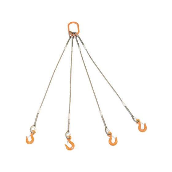 【お取り寄せ】TRUSCO 4本吊りWスリング フック付き 6mm×2m GRE-4P-6S2 ワイヤー スリング 吊具 バランサー 物流 作業