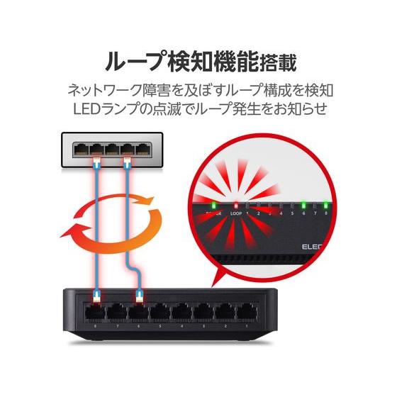 お取り寄せ】エレコム スイッチングハブ 8ポートGiga 磁石 ブラック