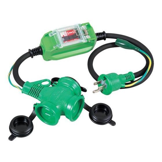 防雨型ポッキン延長ブレーカ 100V 過負荷漏電しゃ断器付 1m 【2X】 PBW-EK-T