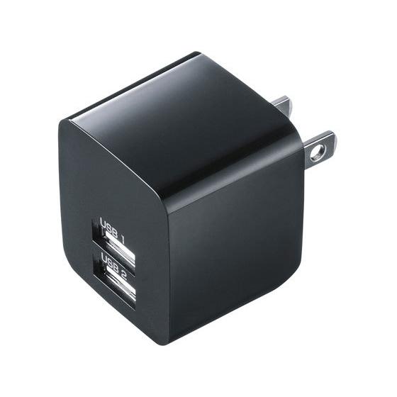 【お取り寄せ】サンワサプライ USB充電器(2ポート・合計2.4A・ブラック)  充電器 充電池 スマートフォン 携帯電話 ＦＡＸ 家電｜jetprice｜02