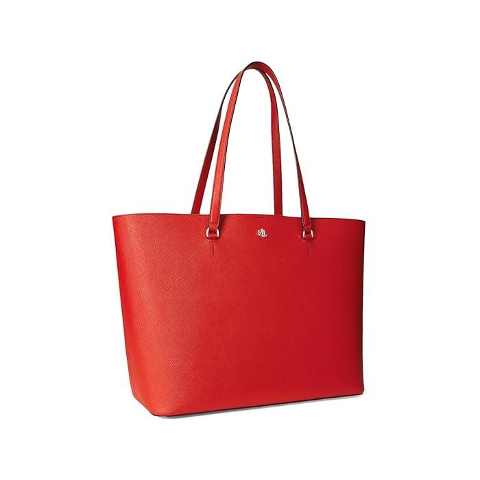 (取寄) ローレン ラルフローレン レディース クロスハッチ レザー ラージ カーリー トート Lauren Ralph Lauren women Crosshatch Leather Large Karly Tote Bright Vermillion LAUREN RALPH LAUREN（ローレン ラルフローレン） P最大17倍1/1限定