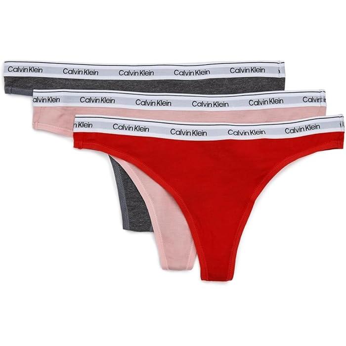 (取寄) カルバンクライン アンダーウェア レディース モダン ロゴ トング 3-パック   Underwear women Modern Logo Thong 3-Pack Innuendo/Stencil Heart+dark Berry/Classic White Calvin Klein Underwear (取寄) カルバンクライン アンダーウェア