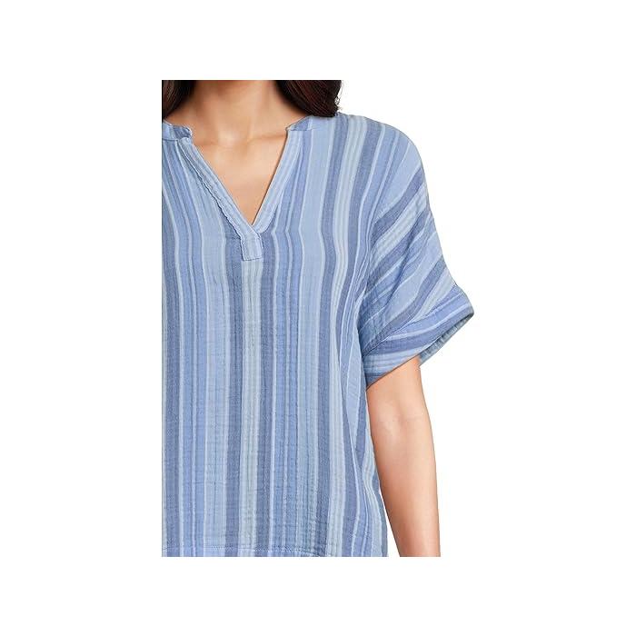 (取寄) エルエルビーン レディース クラウド ガーゼ シャツ ショート スリーブ L.L.Bean women Cloud Gauze Shirt Short Sleeve Brightwater Blue Stripe