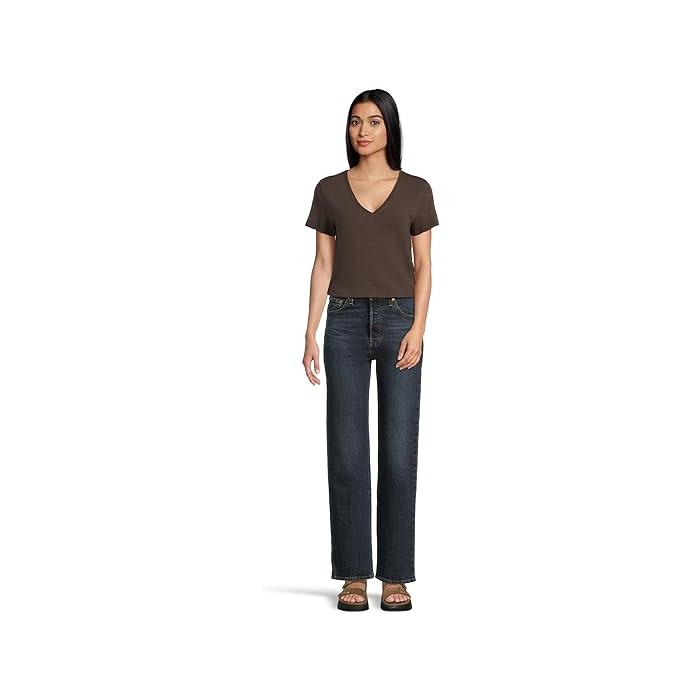 取寄) リラ P レディース ショート スリーブ バック シーム V-ネック