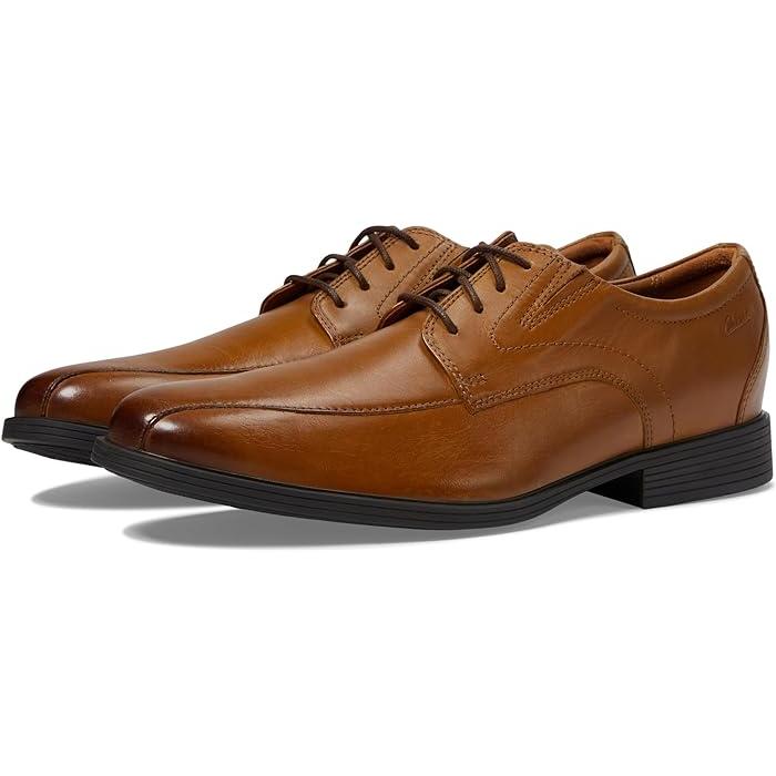 Clarks dark tan leather sale