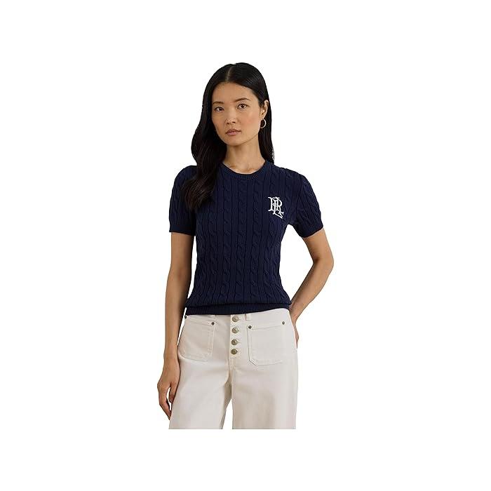 【新品未使用】ローレンラルフローレン ショートスリーブ ケーブルニット ネイビー LAUREN RALPH LAUREN（ローレン ラルフローレン） ニット セーター