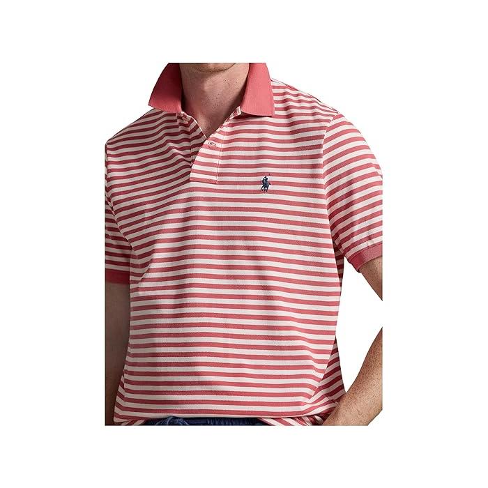 (取寄) ラルフローレン メンズ クラシック フィット ストライプド メッシュ ポロ シャツ Polo Ralph Lauren men Classic Fit Striped Mesh Polo Shirt Red Sky/White POLO RALPH LAUREN（ポロ・ラルフローレン） (取寄) ラルフローレン