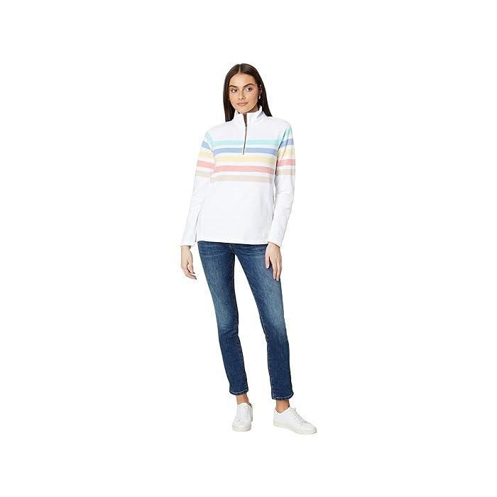 (取寄) エルエルビーン レディース ピークス アイランド 1/4 ジップ L.L.Bean women Peaks  1/4 Zip White Multi Stripe