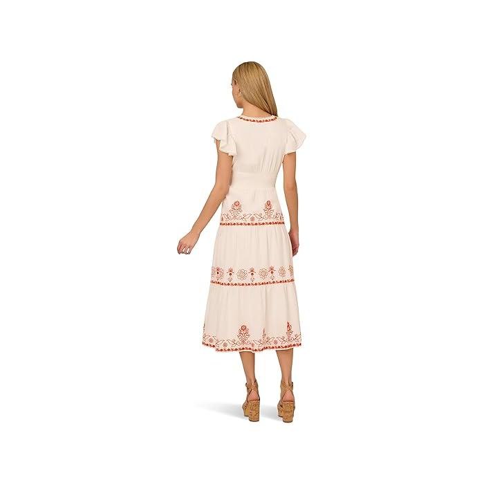 (取寄) アドリアナ パぺル レディース スモック ウェスト ロング ドレス Adrianna Papell women Smocked Waist Long Dress Ivory/Red Multi 取寄) アドリアナ パぺル レディース スモック ウェスト ロング ドレス