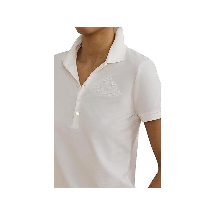 (取寄) ローレン ラルフローレン レディース フローラル-ロゴ コットン ピケ ポロ シャツ Lauren Ralph Lauren women Floral-Logo Cotton Pique Polo Shirt White LAUREN RALPH LAUREN（ローレン ラルフローレン） (取寄) ローレン