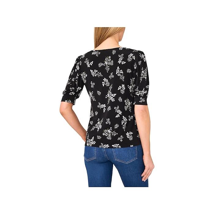 (取寄) シーシー レディース スクープ ネック ショート スリーブ ニット トップ CeCe women Scoop Neck Short Sleeve Knit Top Rich Black cece (取寄) シーシー レディース スクープ ネック ショート スリーブ