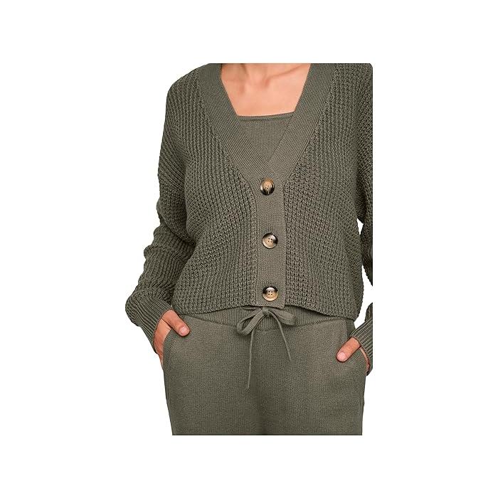 (取寄) エバージェイ レディース リサイクル セーター - ザ クロップド カーディガン Eberjey women Recycled Sweater - The Cropped Cardigan Smokey Olive eberjey（エバージェイ） (取寄) レディース リサイクル セーター - ザ