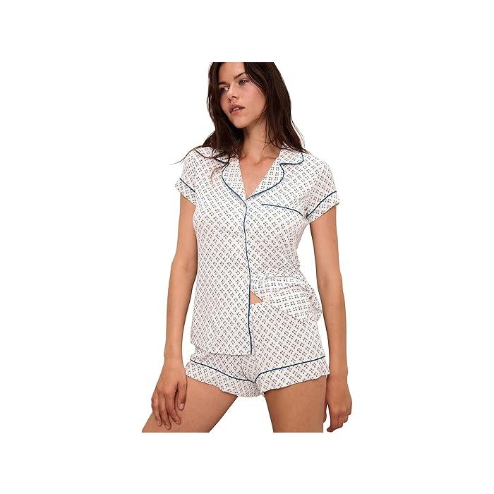 (取寄) エバージェイ レディース ジゼル プリンテッド - ザ ショーティ ショート Pj セット Eberjey women Eberjey Gisele Printed - The Shortie Short PJ Set Petite Batik Ivory/Denim Blue eberjey（エバージェイ） P最大17倍1/1限定 (取寄) レディース ジゼル