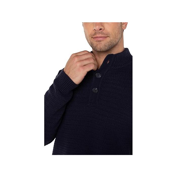 (取寄) リバプールロサンゼルス メンズ ボタン モック ネック セーター Liverpool Los Angeles men Button Mock Neck Sweater Navy 取寄) リバプールロサンゼルス メンズ ボタン モック ネック セーター