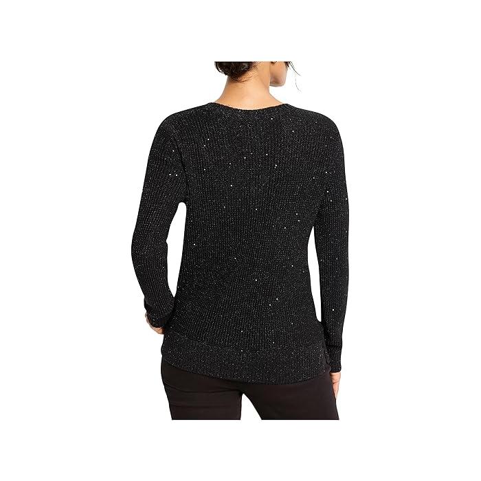 (取寄) ニックゾー レディース シマー ワッフル V-ネック セーター NIC+ZOE women Shimmer Waffle V-neck Sweater Black Onyx 取寄) ニックゾー レディース シマー ワッフル V-ネック セーター NIC+