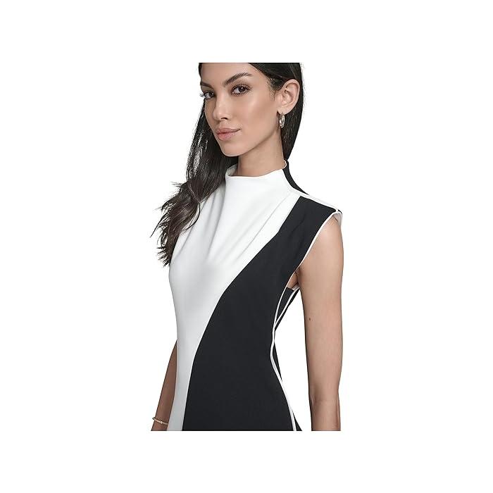 (取寄) カルバンクライン レディース キャップ スリーブ カラーブロック Aライン   women Cap Sleeve Colorblock Aline Cream/Black Calvin Klein（カルバン・クライン） (取寄) レディース キャップ