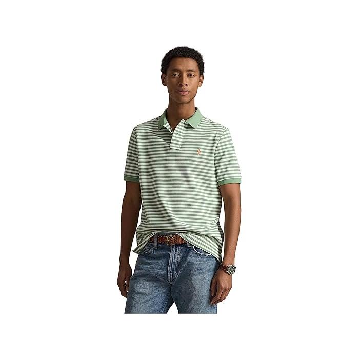 (取寄) ラルフローレン メンズ クラシック フィット ストライプド メッシュ ポロ シャツ Polo Ralph Lauren men Classic Fit Striped Mesh Polo Shirt Earth Blue/White POLO RALPH LAUREN（ポロ・ラルフローレン） (取寄) ラルフローレン