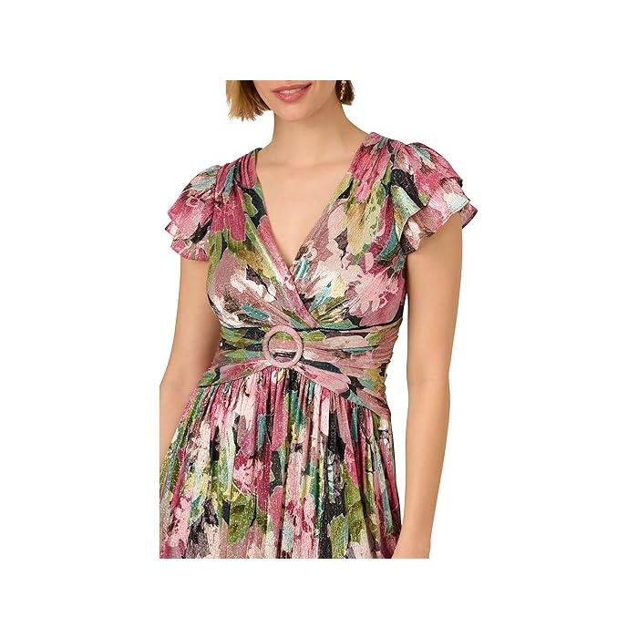 (取寄) アドリアナ パぺル レディース フローラル メタリック クリンクル ガウン Adrianna Papell women Floral llic Crinkle Gown Navy/Pink Multi ADRIANNA PAPELL (取寄) アドリアナ パぺル レディース フローラル