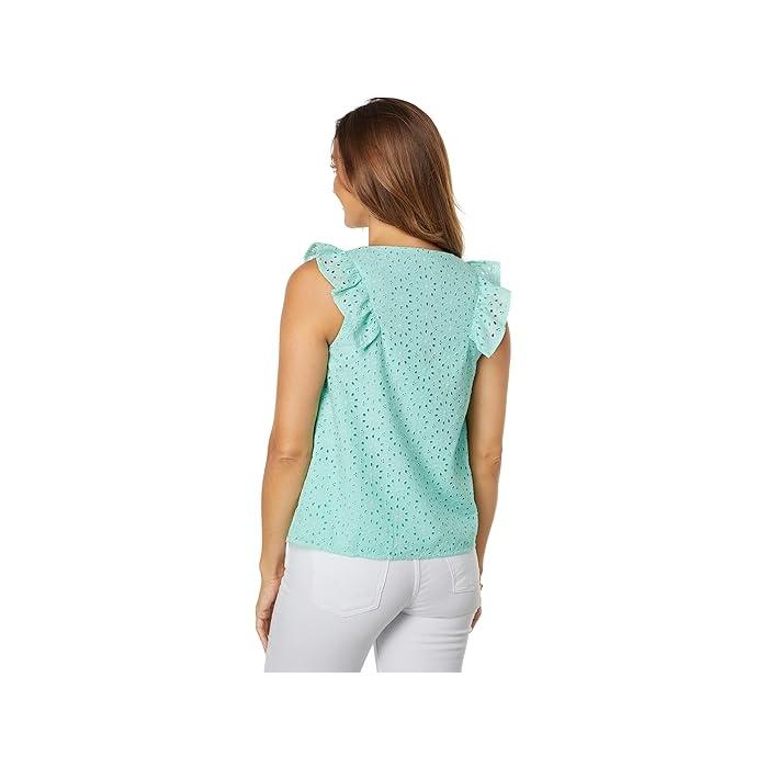 (取寄) リリー ピュリッツァー リナ アイレット トップ Lilly Pulitzer Lina Eyelet Top Surf Blue Neon