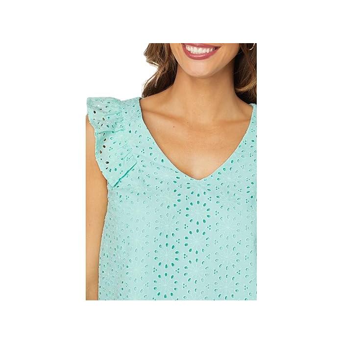 (取寄) リリー ピュリッツァー リナ アイレット トップ Lilly Pulitzer Lina Eyelet Top Surf Blue Neon