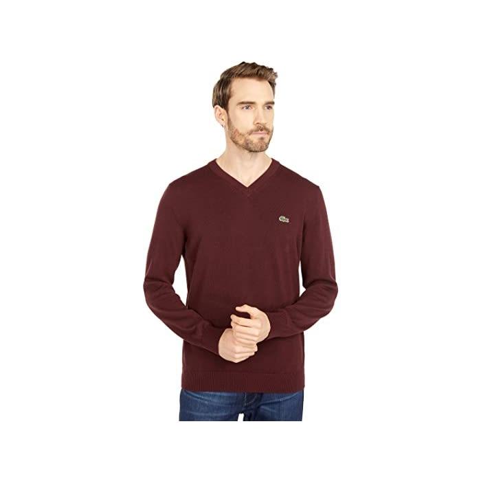 安い購入 Lacoste セーター Vネック ソリッド スリーブ ロング メンズ 取寄 ラコステ ブランド レディース セーター ラコステ Men S Vine Grape Sweater V Neck Solid Sleeve Long ニット セーター