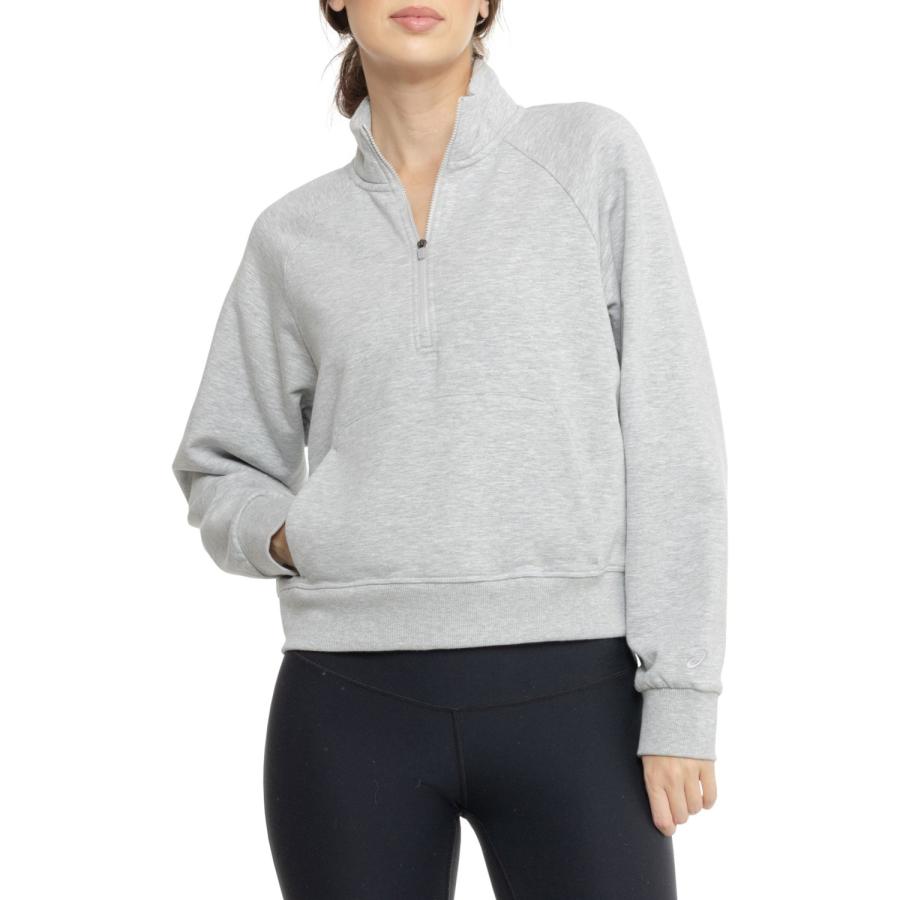 (取寄) アシックス ジップ-ネック スウェットシャツ ASICS Zip-Neck Sweatshirt  Grey Heather ASICS（アシックス） (取寄) ジップ-ネック スウェットシャツ ASICS