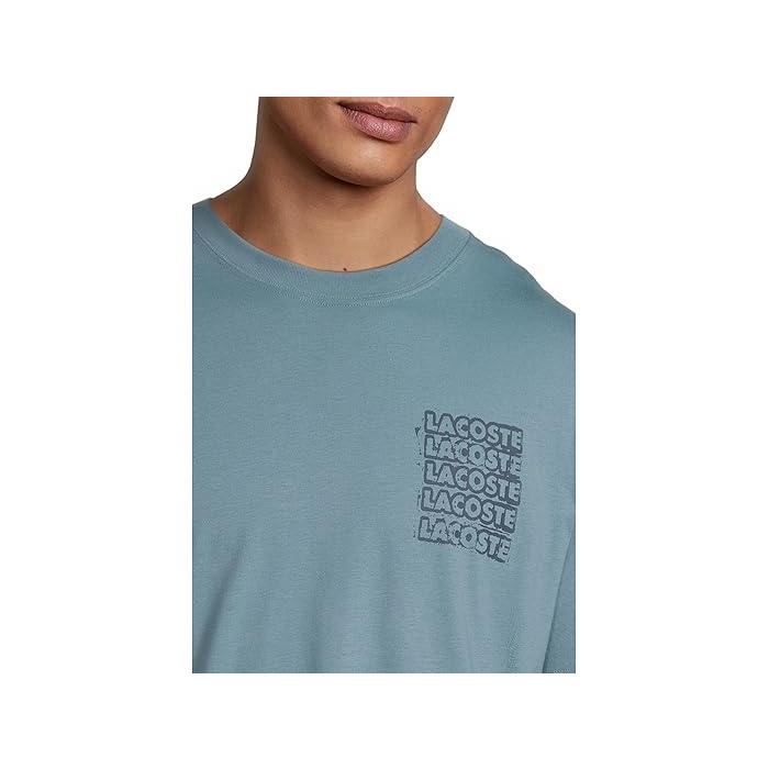 (取寄) ラコステ メンズ クラシック フィット ディストーテド グラフィック T-シャツ Lacoste men Classic Fit Distorted Graphic T-shirt White/Blue LACOSTE（ラコステ） (取寄) メンズ クラシック フィット