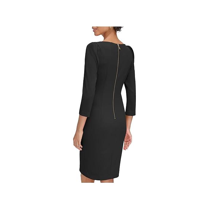 (取寄) カルバンクライン レディース 3/4 スリーブ ラウンド ネック シィース   women 3/4 Sleeve Round Neck Sheath Black Calvin Klein（カルバン・クライン） (取寄) レディース スリーブ