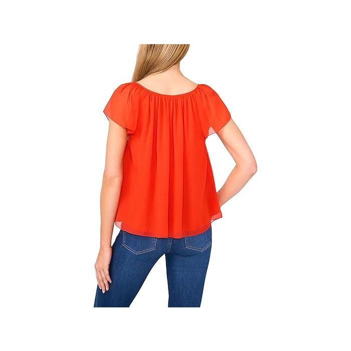 (取寄) シーシー レディース ラウンド ネックライン フラッター Slv トップ CeCe women Round Neckline Flutter Slv Top Fiery Red cece P最大17倍1/1限定 (取寄) シーシー レディース ラウンド ネック