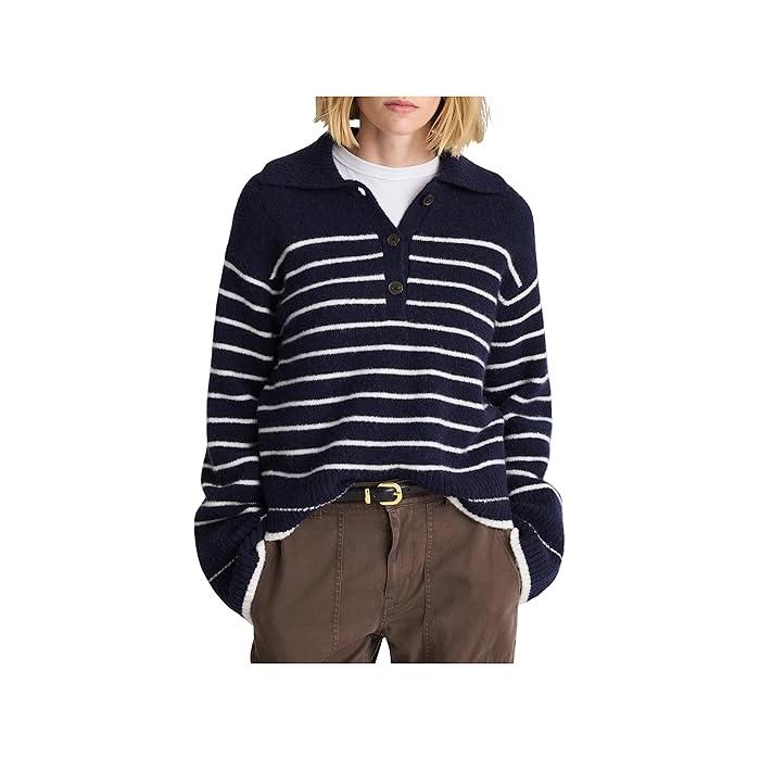 (取寄) メイドウェル レディース プレイスド ストライプ ジーナ チャーム ポロ Madewell women Placed Stripe Gina Charm Polo Ivory Mini Stripe madewell (取寄) メイドウェル レディース プレイスド ストライプ