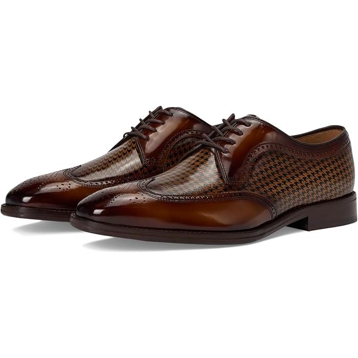 (取寄) ジョンストン&マーフィー メンズ サリバン ウィングチップ Johnston & Murphy men Sullivan Wingtip Mahogany Brush-off Houndstooth Calfskin JOHNSTON&MURPHY（ジョンストンアンドマーフィー） (取寄