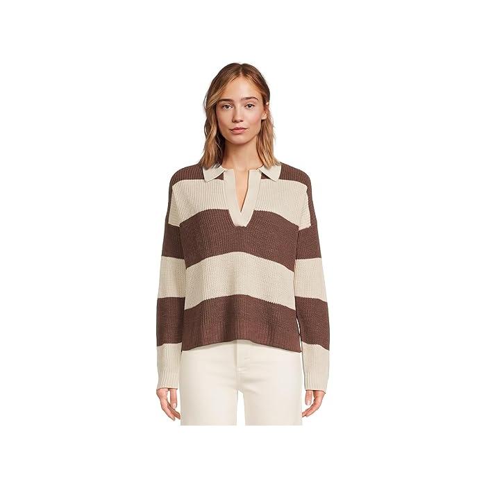 (取寄) ファリティ レディース ミラマー リネン ポロ Faherty women Miramar Linen Polo Cocoa Rugby Stripe 取寄) ファリティ レディース ミラマー リネン ポロ Faherty women