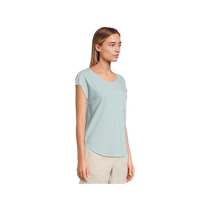 (取寄) エルエルビーン レディース コットン リネン ティー スクープ ネック L.L.Bean women Cotton Linen Tee Scoop Neck Pale Turquoise