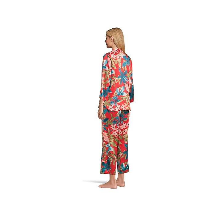 (取寄) N バイ ナトリ レディース トロピカル ブリーズ サテン ロング スリーブ パジャマ N by Natori women Tropical Breeze Satin Long Sleeve Pajama Red 取寄) N バイ ナトリ レディース トロピカル ブリーズ サテン ロング