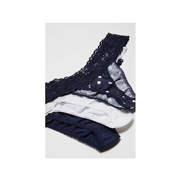 (取寄) ハンキー パンキー レディース コットン オリジナル ライズ トング 3-パック Hanky Panky women Cotton Original Rise Thong 3-pack Navy/Full Circle/White hanky panky（ハンキーパンキー） (取寄) ハンキー パンキー