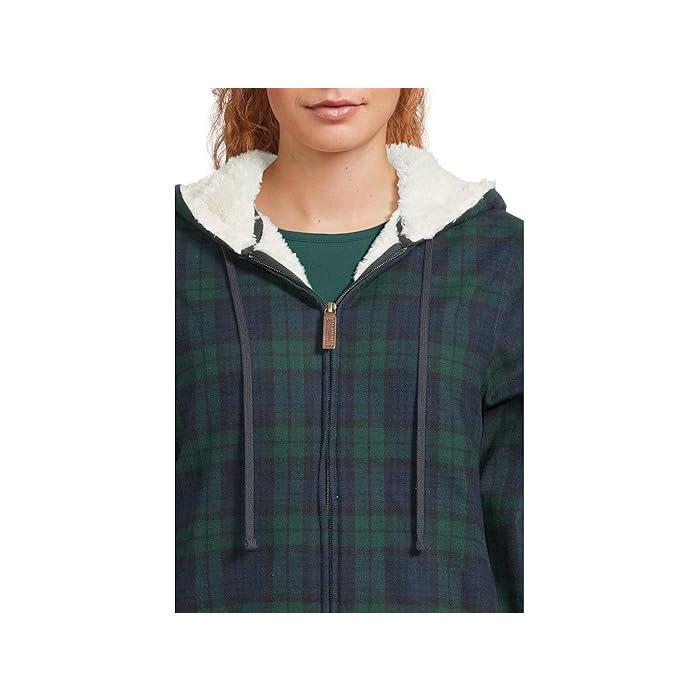 (取寄) エルエルビーン レディース スコッチ プレイド シェルパ ライン ジップ ブーディ L.L.Bean women Scotch Plaid Sherpa Lined Zip Hoodie Black Watch